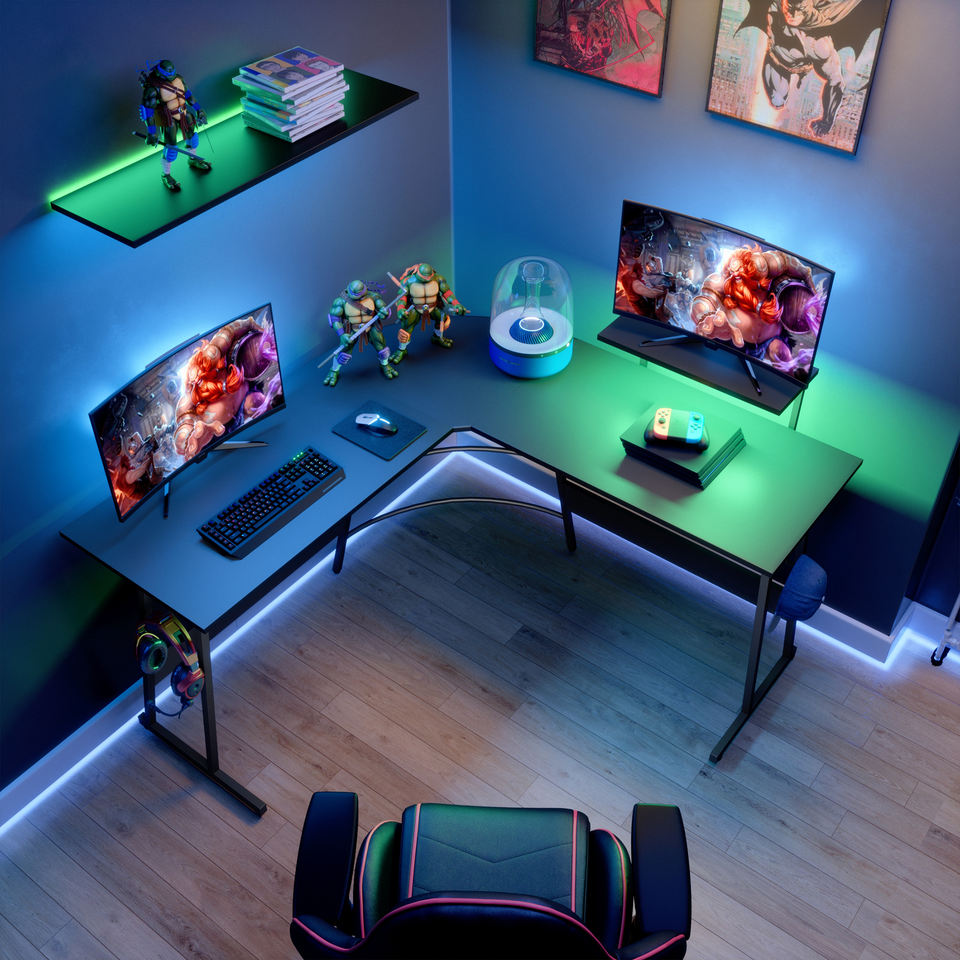 BESTIER Modern Design Home RGB LED Computer Desk