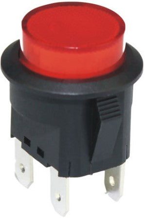 10A 250VAC 4Pin DPST Latching Illuminated Round Push Button Switch