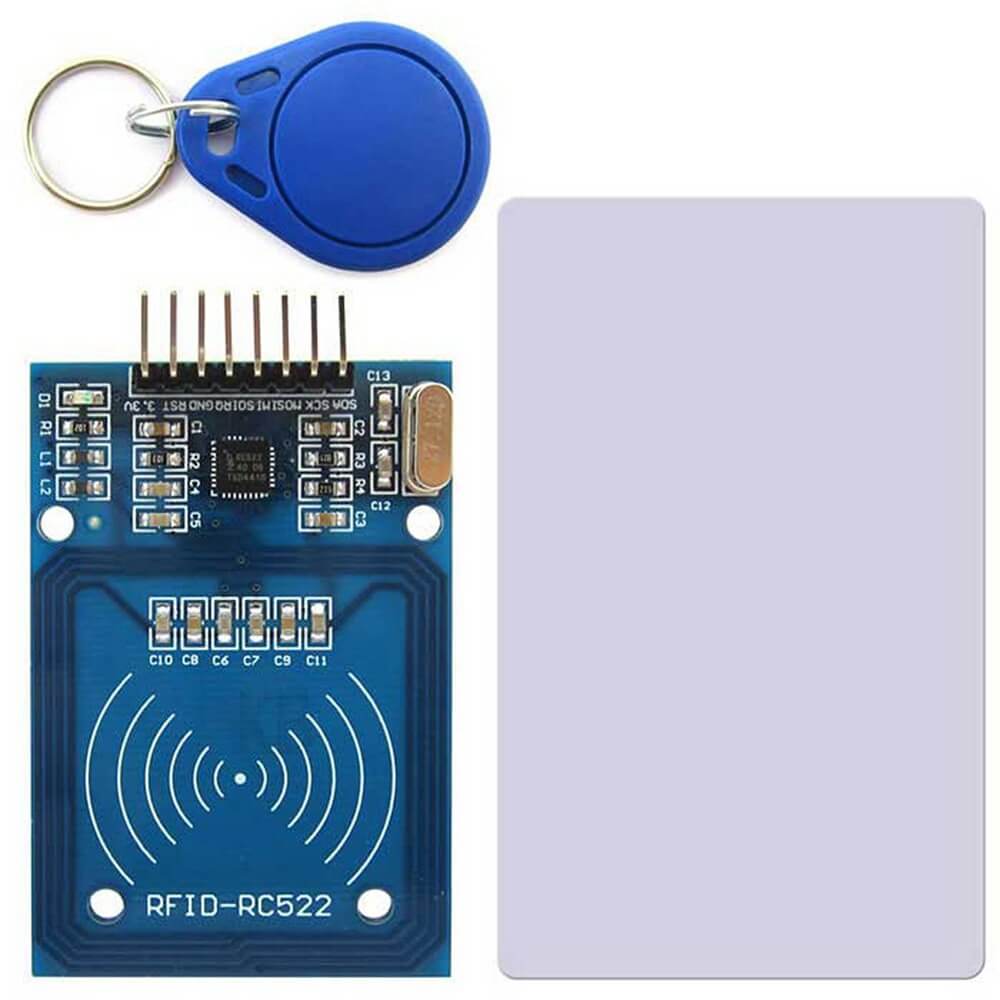 13.56mhz NFC MFRC-522 RC522 RFID Module W/ Card and Keychain Top View