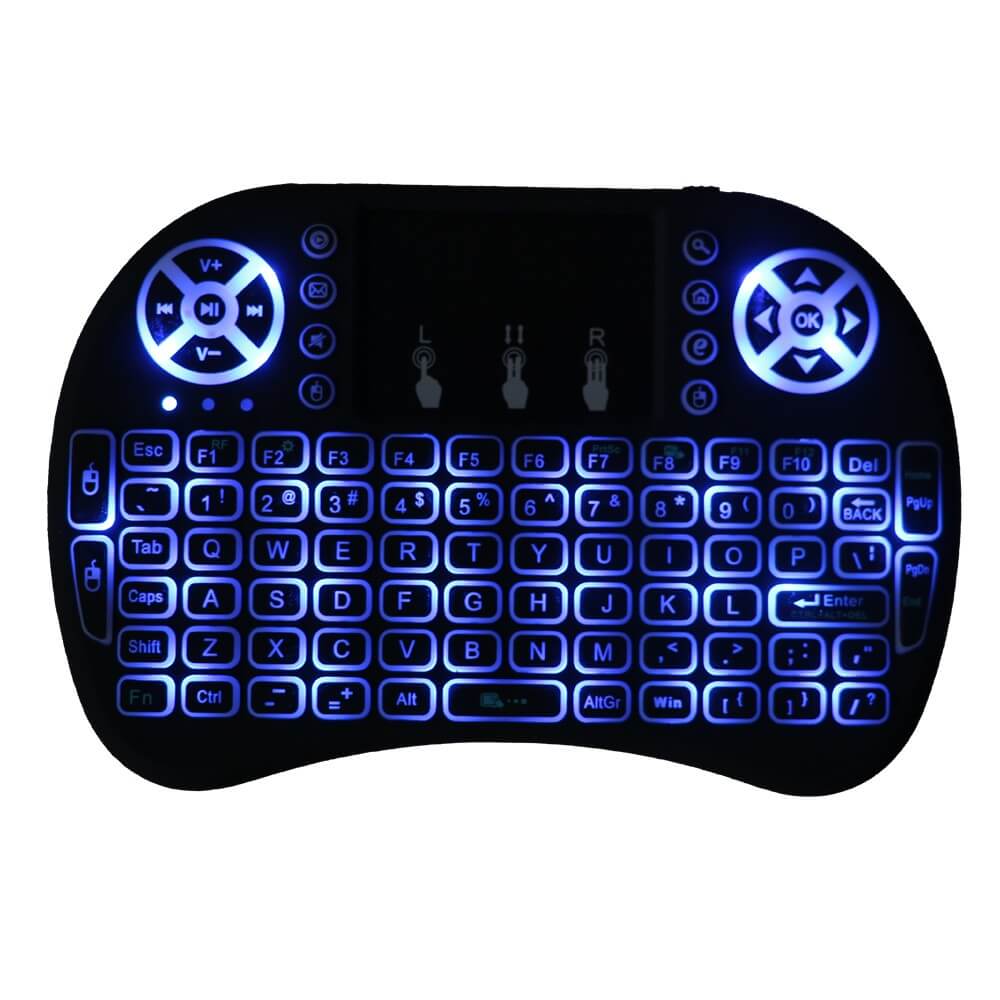2.4G Wireless Mini Keyboard for Smart TV/ Gaming Consoles Blue Backlight