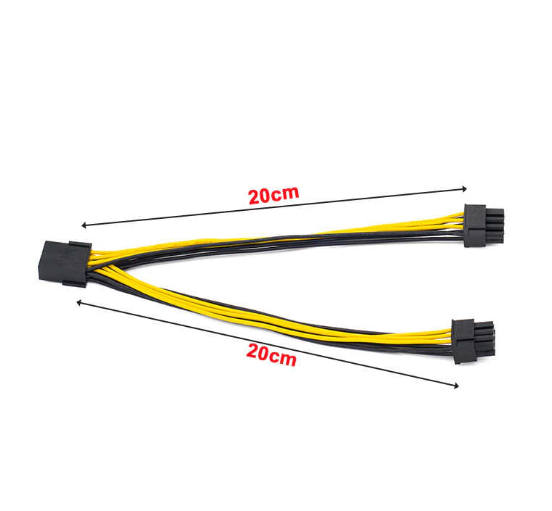 20CM 8 Pin to Dual 6 2 Pin PCIE Splitter Cable Dimension Specifications