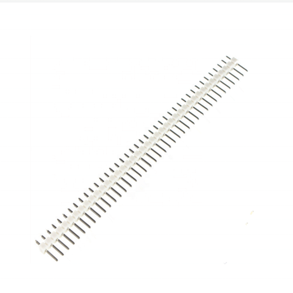 40Pin 2.54mm White Single Row Straight Male Pin Header Far View Tilted