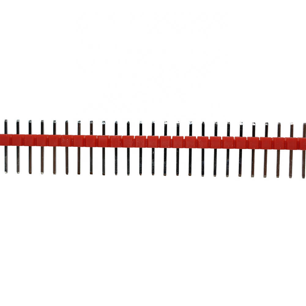 40Pin 2.54mm Red Single Row Straight Male Pin Header Horizontal Row Close Up