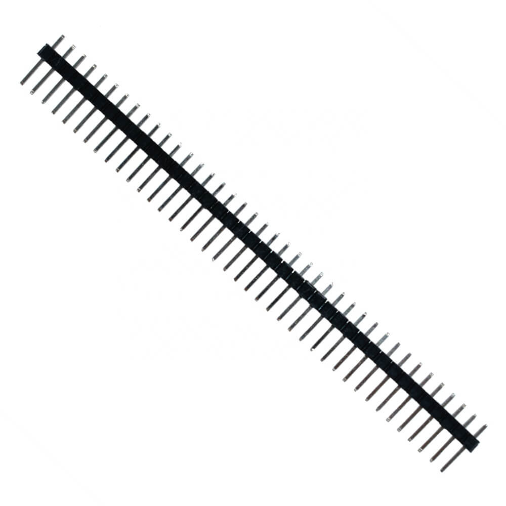 40Pin 2.54mm Black Single Row Straight Male Pin Header Full View Tilted