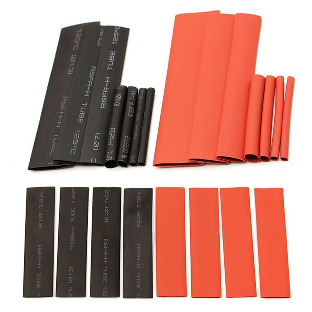 127Pcs Red Black Polyolefin Heat-Shrink Tubing Black And Red Variants