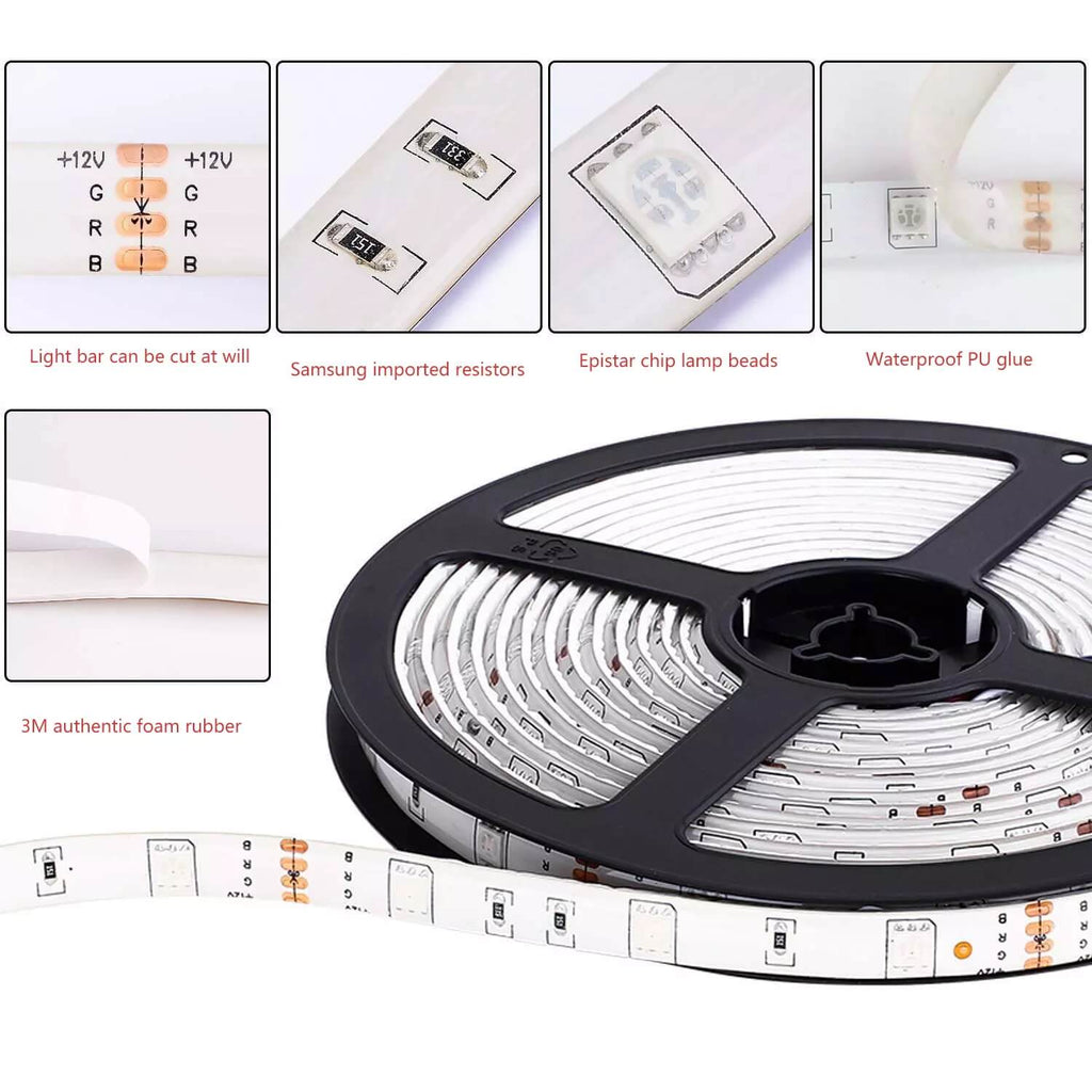 5M RGB LED Strip Light 24 Key IR Remote Features Overview