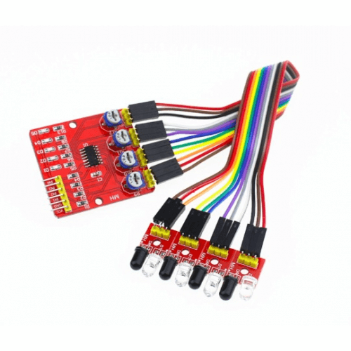 4 Channel Infrared Line Detector Tracing Photoelectric Sensor Smart Car Tracking Module Connection Examples