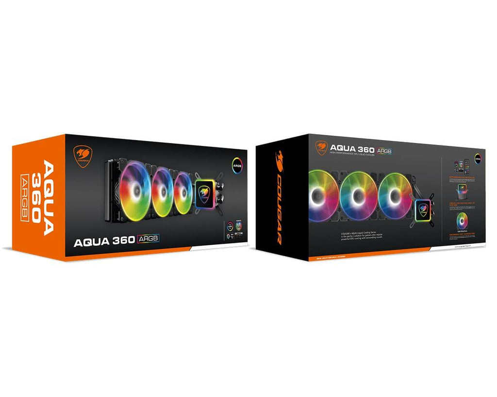 Cougar Aqua ARGB 360 AIO Water Cooling Kit Boxed Front And Rear