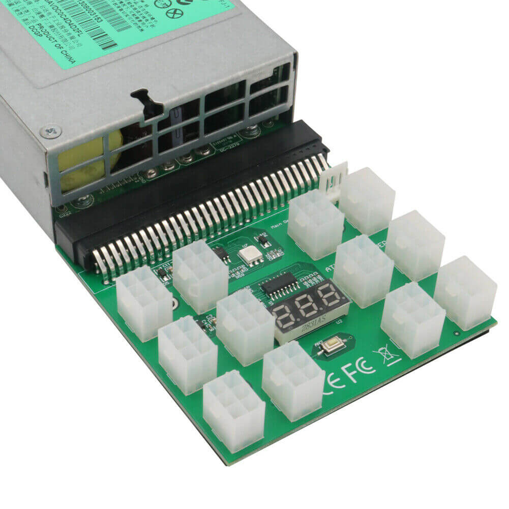 12 Port 6Pin 12V PCI-E PSU Breakout Board Connector View