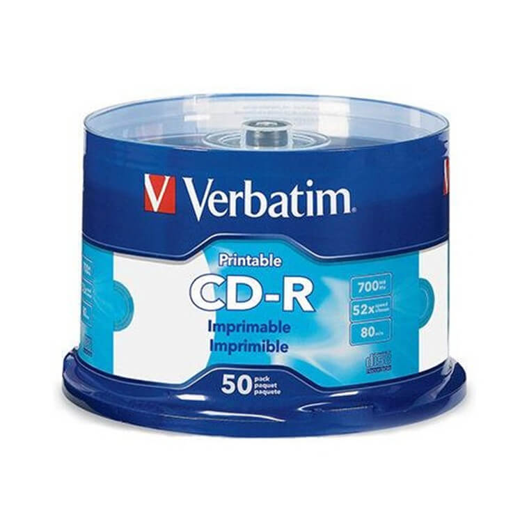 Verbatim CD-R 700MB 52x Spindle White Inkjet 50pk