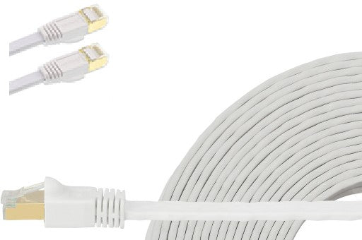 Edimax 0.5m White 40GbE Shielded Cat8 Network Cable Flat