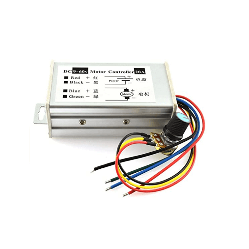 20A 9-60V DC Motor Speed Controller With Wires Attached