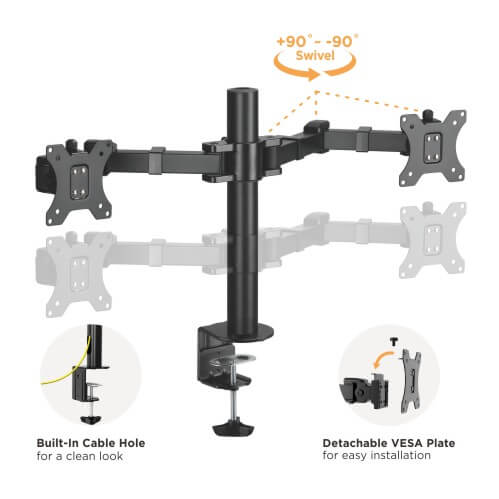 Brateck Dual Monitor Arm Fits Most 17"-32"