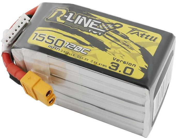 Tattu R-Line V3.0 6S 22.2V 1550mAh 120C Lipo Battery