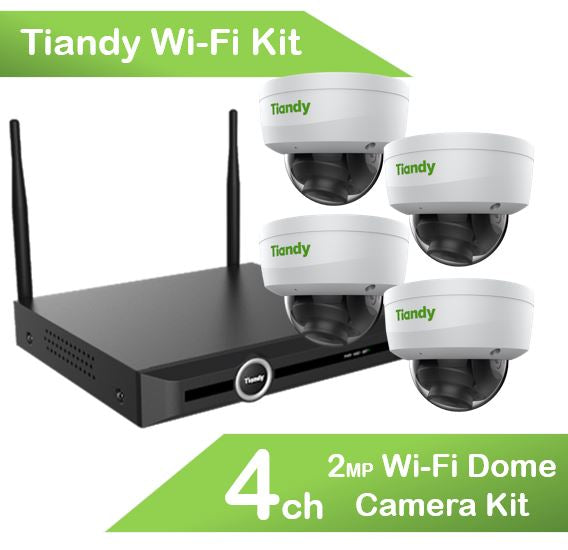 Tiandy 2MP IR Bullet Wi-Fi Kit, 4x 2MP Fixed IR Wi-Fi Bullet Camera, 1x 5 Channel Wi-Fi NVR