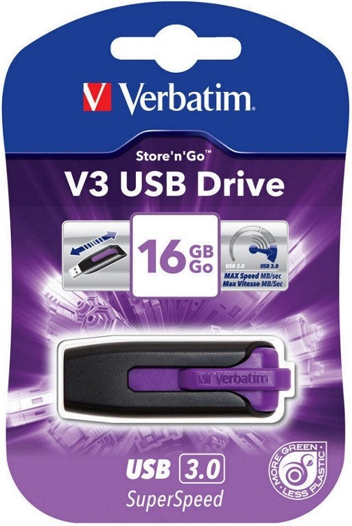 Verbatim 16GB V3 Violet USB 3.0 Flash Drive
