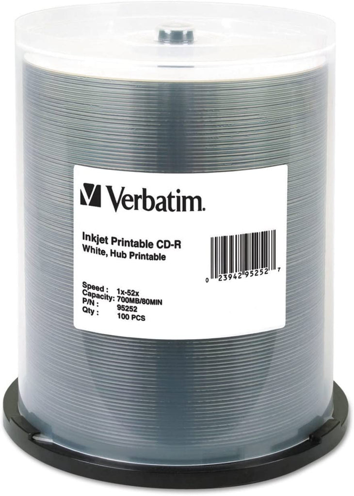 Verbatim CD-R 700MB 52x Spindle White Wide Inkjet 100pk