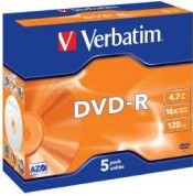 Verbatim DVD-R 4.7GB 16x Jewel 5pk