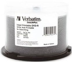 Verbatim DVD-R 4.7GB 16x Spindle White Wide Inkjet 50pk