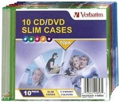 Verbatim Slim CDDVD Case 10pk Coloured Slim Cases