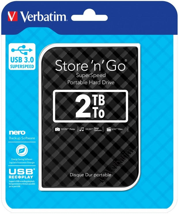 Verbatim Store'n'Go 2TB USB 3.0 Grid External SSD