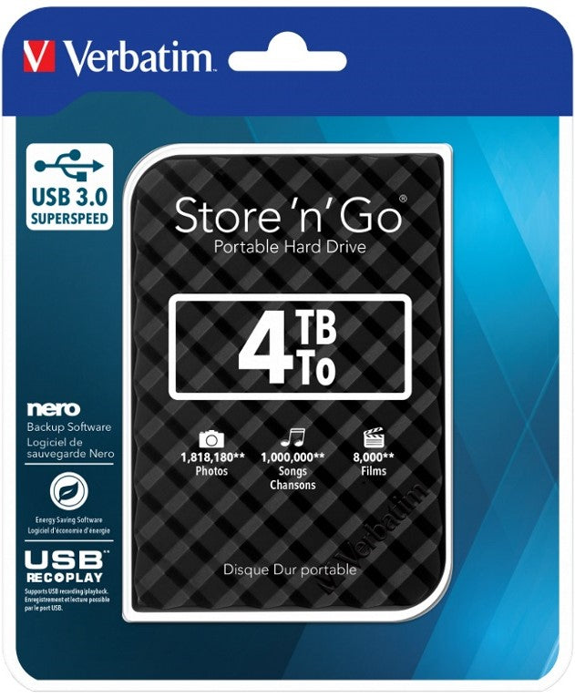 Verbatim Store'n'Go 4TB USB 3.0 Grid External SSD